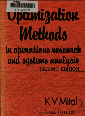 Optimization methods in operations research and systems analysis (2nd Edition) - Scanned Pdf